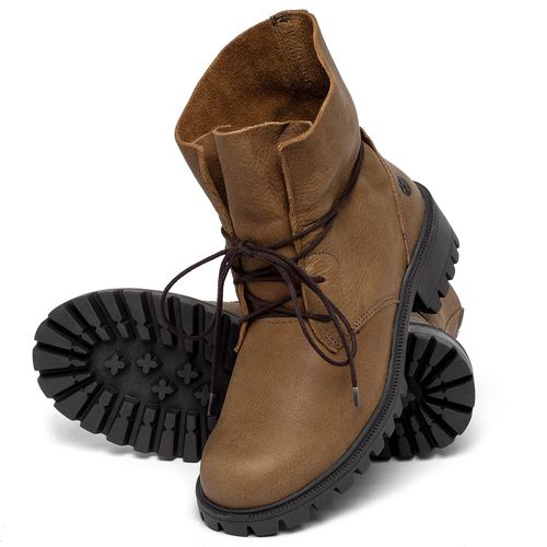 Bota Cano Curto Salto de 2 cm em Couro Caramelo - Codigo - 137031