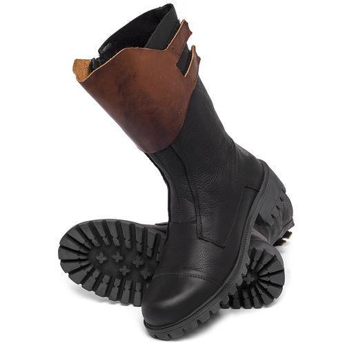 Bota Cano Longo em Couro Preto - Codigo - 137387