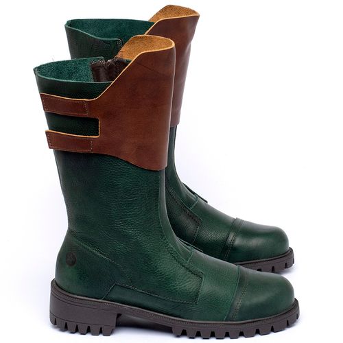 Bota Cano Longo em Couro Verde - Codigo - 137387