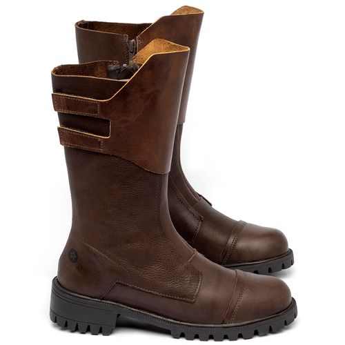 Bota Cano Longo em Couro Marrom - Codigo - 137387