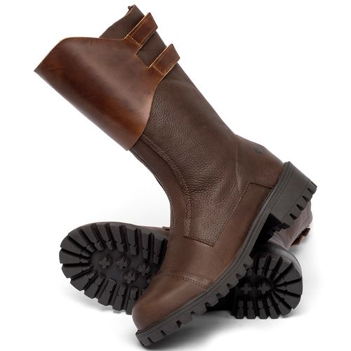 Bota Cano Longo em Couro Marrom - Codigo - 137387