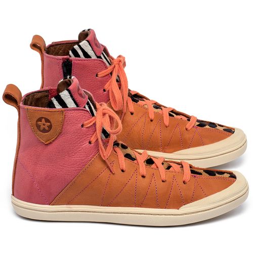 Tênis Cano Alto em Couro Animal Print - Codigo - 139066