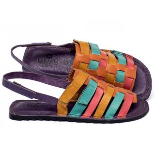 Sandália Rasteira Flat em Couro Colorido - Codigo - 141309