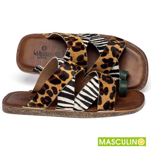 Rasteira em Couro Animal Print - Codigo - 141326