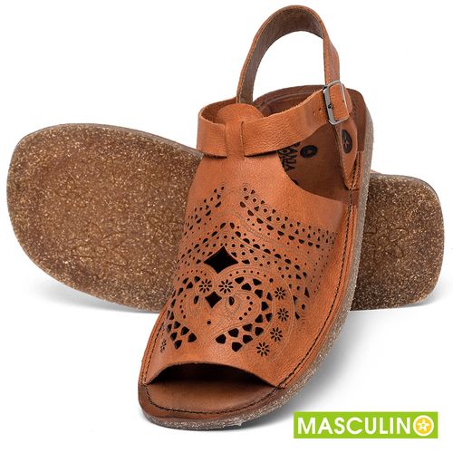 Rasteira em Couro Laranja - Codigo - 141329