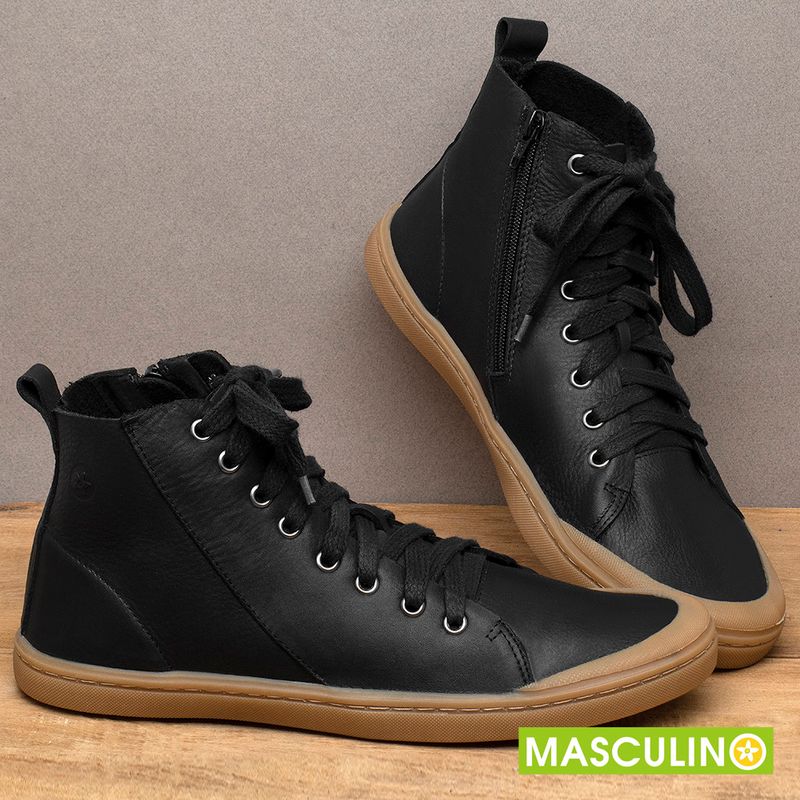 Sapato cano alto preto fashion masculino