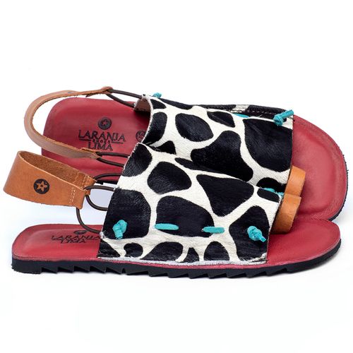 Sandália Rasteira   Flat em Couro Animal Print - Codigo - 141283