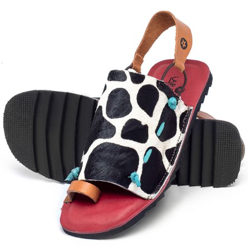 Sandália Rasteira   Flat em Couro Animal Print - Codigo - 141283