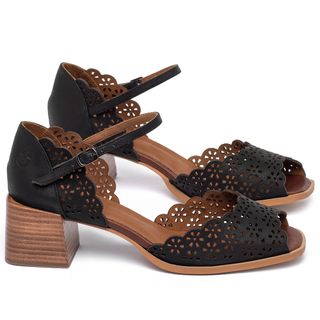 Peep Toe   Laranja Lima Shoes Salto de 5 cm em Couro Preto - Codigo - 3858