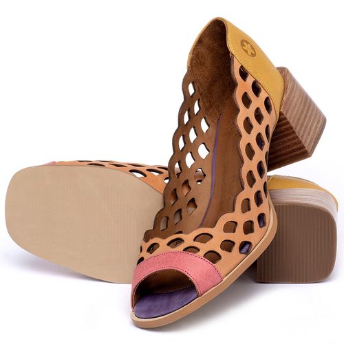 Peep Toe   Laranja Lima Shoes Salto de 5 cm em Couro Colorido - Codigo - 3859