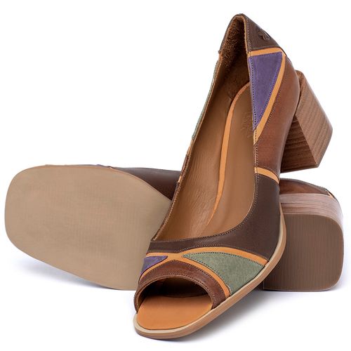 Peep Toe   Laranja Lima Shoes Salto de 5 cm em Couro Colorido - Codigo - 3874