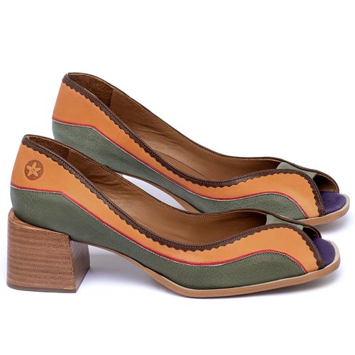 Peep Toe   Laranja Lima Shoes Salto de 5 cm em Couro Colorido - Codigo - 3876