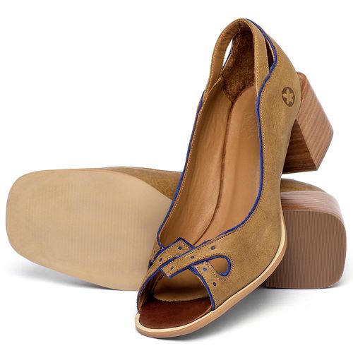 Peep Toe   Laranja Lima Shoes Salto de 5 cm em Couro Caramelo - Codigo - 3877