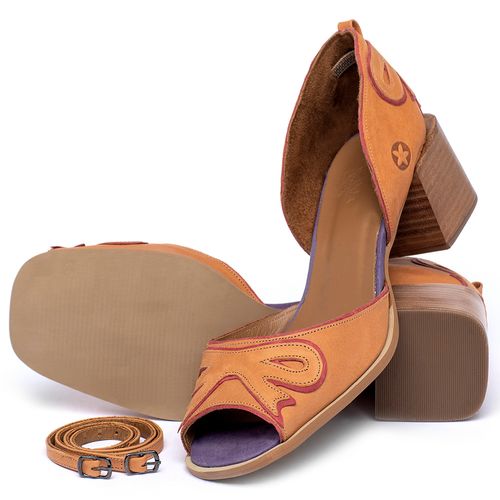 Peep Toe   Laranja Lima Shoes Salto de 5 cm em Couro Colorido - Codigo - 3879