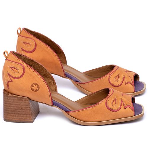 Peep Toe   Laranja Lima Shoes Salto de 5 cm em Couro Colorido - Codigo - 3879