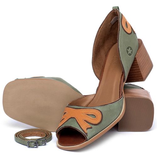 Peep Toe   Laranja Lima Shoes Salto de 5 cm em Couro Colorido - Codigo - 3879