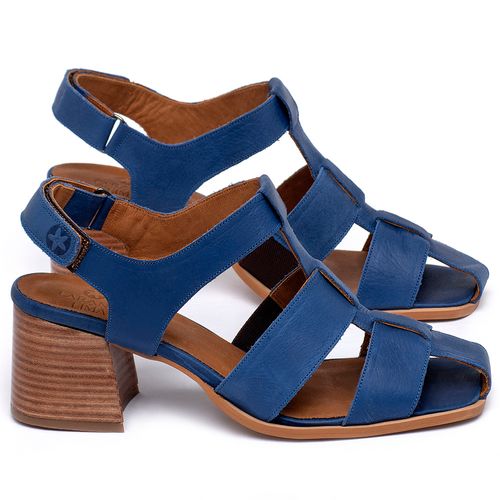 Sandália   Laranja Lima Shoes Classic Salto de 5 cm em Couro Azul - Codigo - 3806