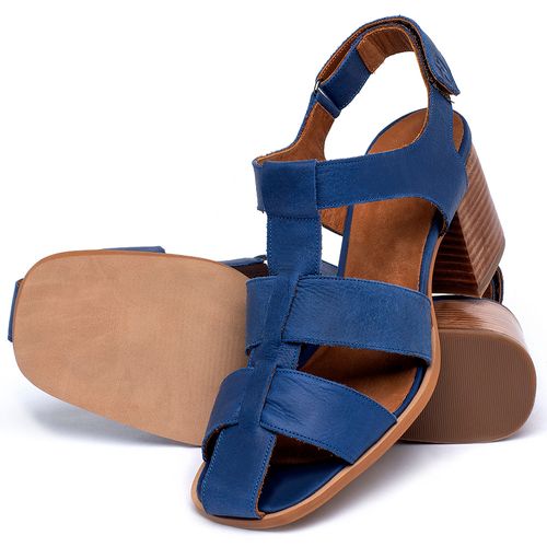 Sandália   Laranja Lima Shoes Classic Salto de 5 cm em Couro Azul - Codigo - 3806