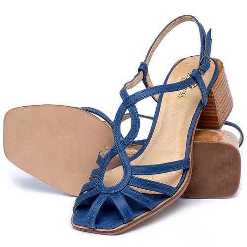 Sandália   Laranja Lima Shoes Classic Salto de 5 cm em Couro Azul - Codigo - 9576