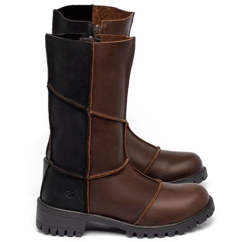 Bota   Cano Médio Salto de 4 cm em Couro Marrom - Codigo - 137247