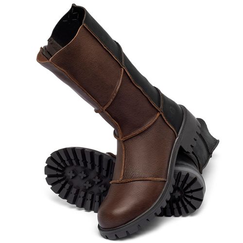 Bota   Cano Médio Salto de 4 cm em Couro Marrom - Codigo - 137247