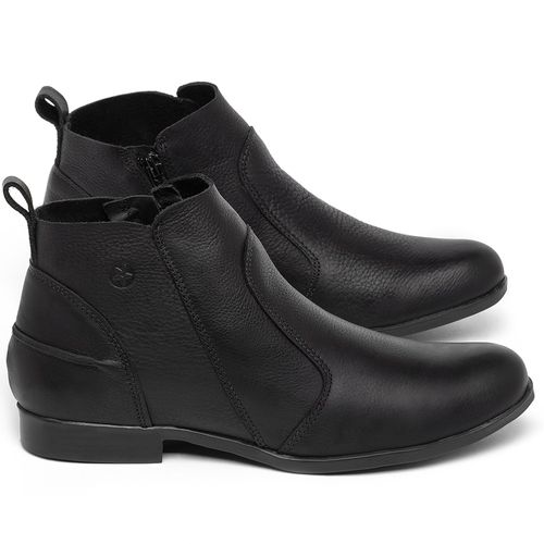 Bota   Cano Curto em Couro Preto - Codigo - 137244