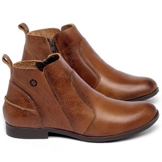 Bota   Cano Curto em Couro Marrom - Codigo - 137244