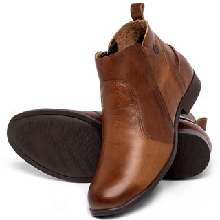 Bota   Cano Curto em Couro Marrom - Codigo - 137244