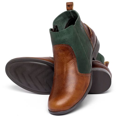 Bota   Cano Curto em Couro Bicolor - Codigo - 137244