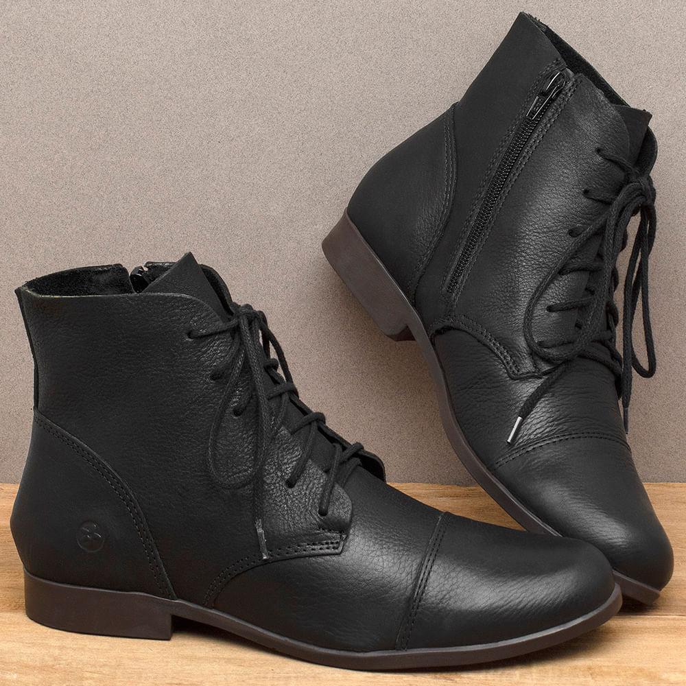 Botinha cano curto couro shoes shoes preto sales