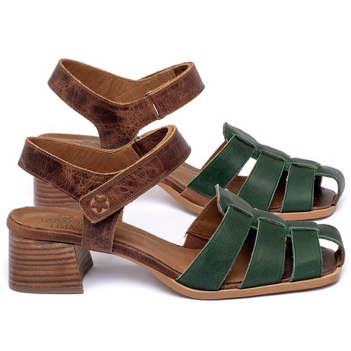 Sandália   Laranja Lima Shoes Classic Salto de 4 cm em Couro Verde - Codigo - 3805