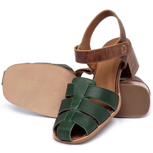 Sandália   Laranja Lima Shoes Classic Salto de 4 cm em Couro Verde - Codigo - 3805