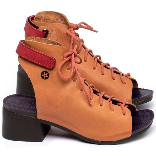 Sandália   Boho Salto de 4 cm em Couro Laranja - Codigo - 137350