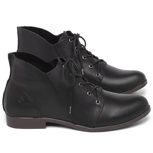 Bota   Cano Curto em Couro Preto - Codigo - 137109