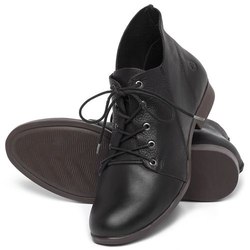 Bota   Cano Curto em Couro Preto - Codigo - 137109