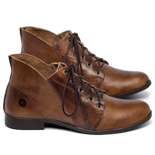Bota   Cano Curto em Couro Marrom - Codigo - 137109