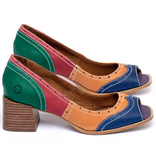 Peep Toe   Laranja Lima Shoes Salto de 5 cm em Couro Colorido - Codigo - 3826