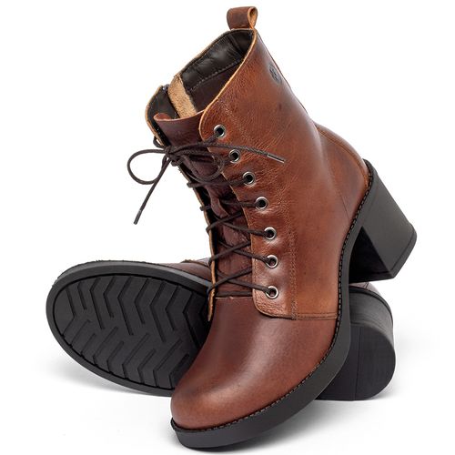 Bota   Cano Médio Salto de 6 cm em Couro Marrom - Codigo - 141243