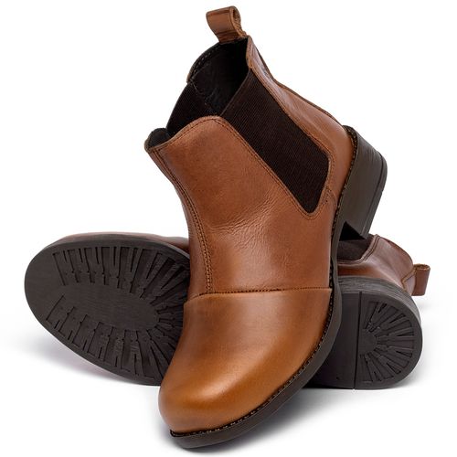 Bota   Cano Curto Salto de 3 cm em Couro Marrom - Codigo - 141185