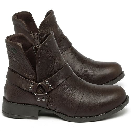 Bota   Cano Curto Salto de 3 cm em Couro Café - Codigo - 141139