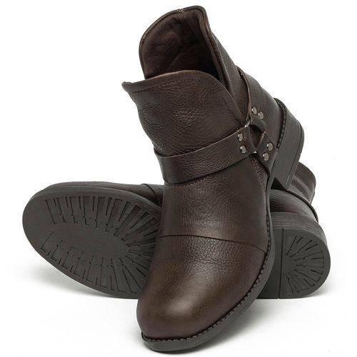 Bota   Cano Curto Salto de 3 cm em Couro Café - Codigo - 141139