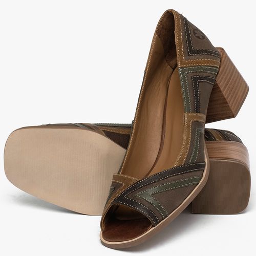 Peep Toe   Laranja Lima Shoes Salto de 5 cm em Couro Colorido - Codigo - 3825