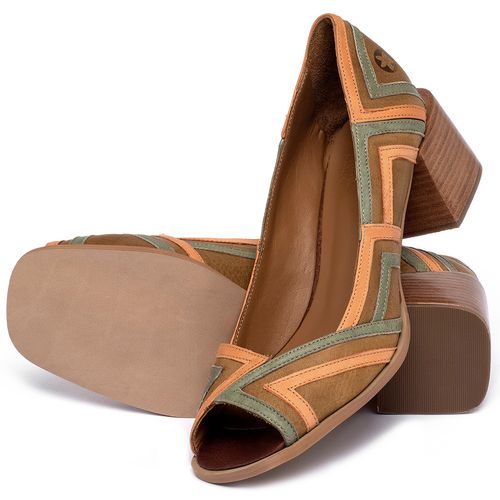 Peep Toe   Laranja Lima Shoes Salto de 5 cm em Couro Colorido - Codigo - 3825