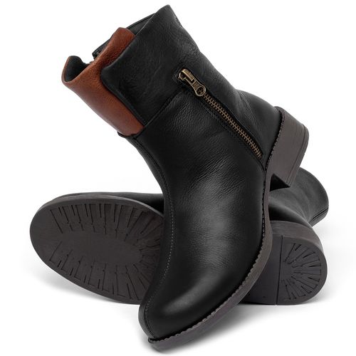 Bota   Cano Médio Salto de 3 cm em Couro Preto - Codigo - 141134