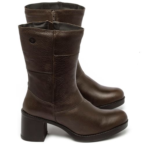 Bota   Cano Médio Salto de 6 cm em Couro Café - Codigo - 141344