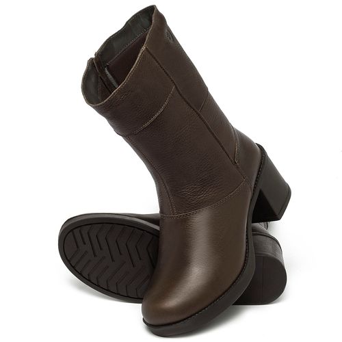 Bota   Cano Médio Salto de 6 cm em Couro Café - Codigo - 141344