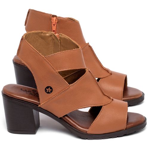 Sandália   Boho Salto de 6 cm em Couro Laranja - Codigo - 137271