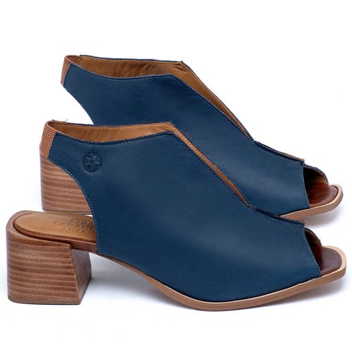 Sandália   Laranja Lima Shoes Classic Salto de 5 cm em Couro Azul - Codigo - 3824