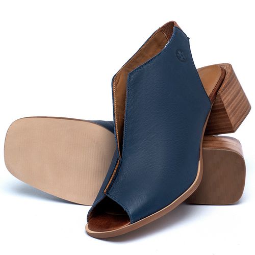 Sandália   Laranja Lima Shoes Classic Salto de 5 cm em Couro Azul - Codigo - 3824