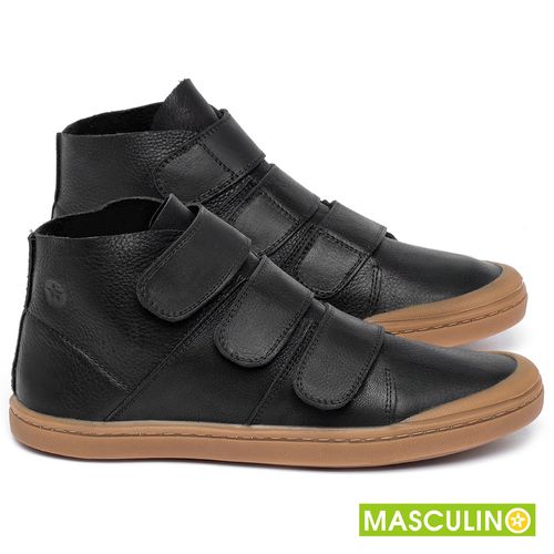 Tênis Masculino   Cano Alto em Couro Preto - Codigo - 141090